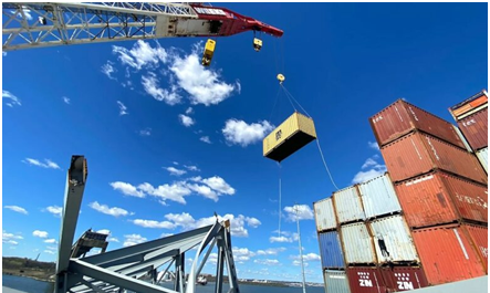 Containers offloaded from stricken boxship in Baltimore