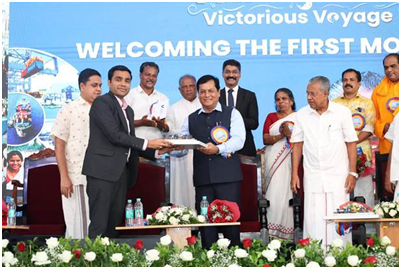Sarbananda Sonowal receives First Mother Ship at Vizhinjam- India’s first deep water Container Transhipment Port