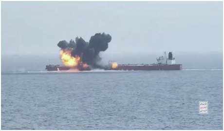 Large Oil Slick Spotted in Red Sea after Explosive Tanker Attack