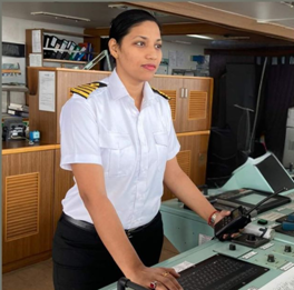 Capt. Deepti Singh, first woman seafarer from GEIMS promoted to Master