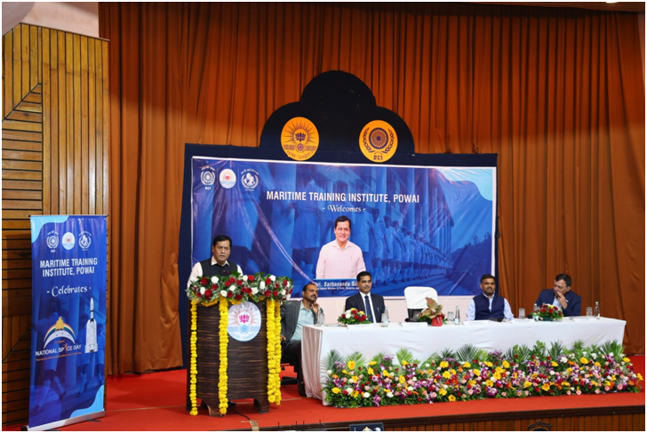 Shri Sarbananda Sonowal visits Maritime Training Institute (MTI), Powai; Celebrates the 1 st NATIONAL SPACE DAY with young MTI cadets