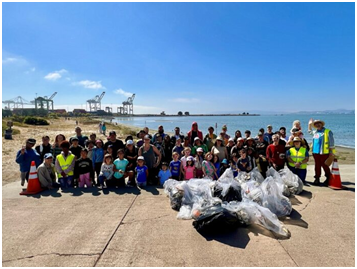 Shoreline cleanup action at port of Oakland