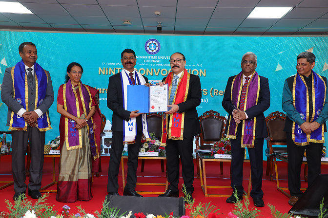 Ennarasu Karunesan, a renowned global maritime expert, was awarded a PhD in Maritime Management by the Indian Maritime University, Chennai on 7th October 2024.