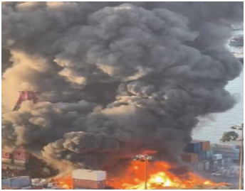 Inferno in Hong Kong container yard damages 10 boxes