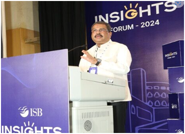 Dharmendra Pradhan, Union Minister for Education highlights the role of AI in transforming research in India at ISB Insights Forum 2024